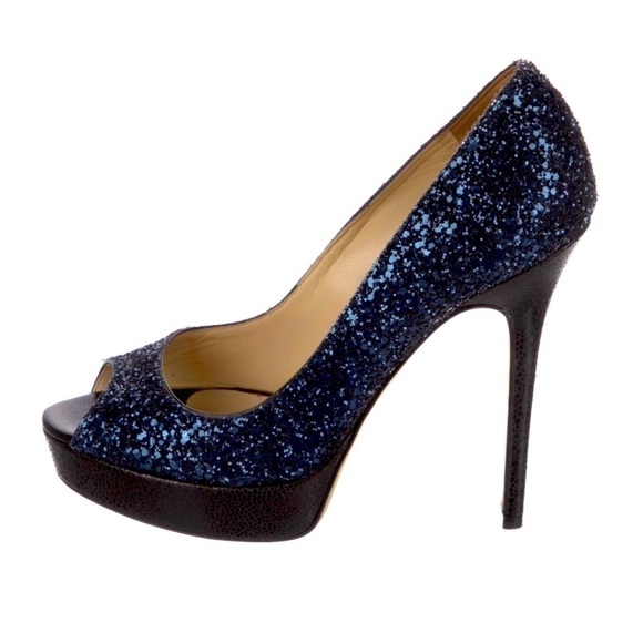 Jimmy Choo Dahlia,  Royal Blue Glitter Pumps in remarkable Condition EU35 - Picture 5 of 13